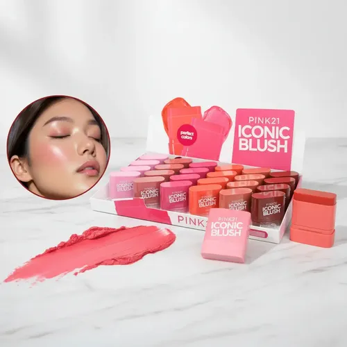 Blush em Bastão Iconic Pink21 Cosméticos – Box com 24 Unidades