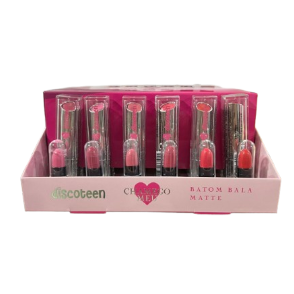 Batom Bala Matte Chamego Meu Discoteen – Box com 24 Unidades