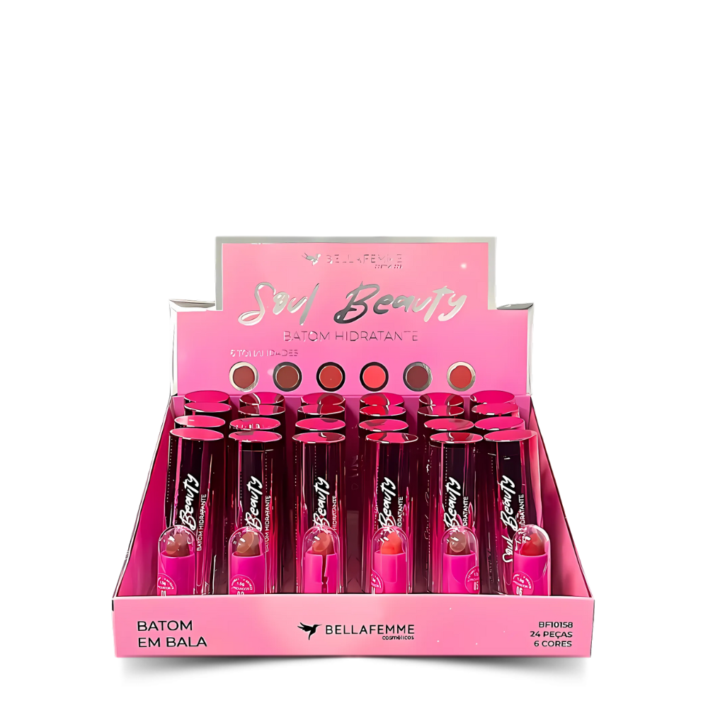 Batom Hidratante Soul Beauty Bella Femme – Box com 24 Unidades