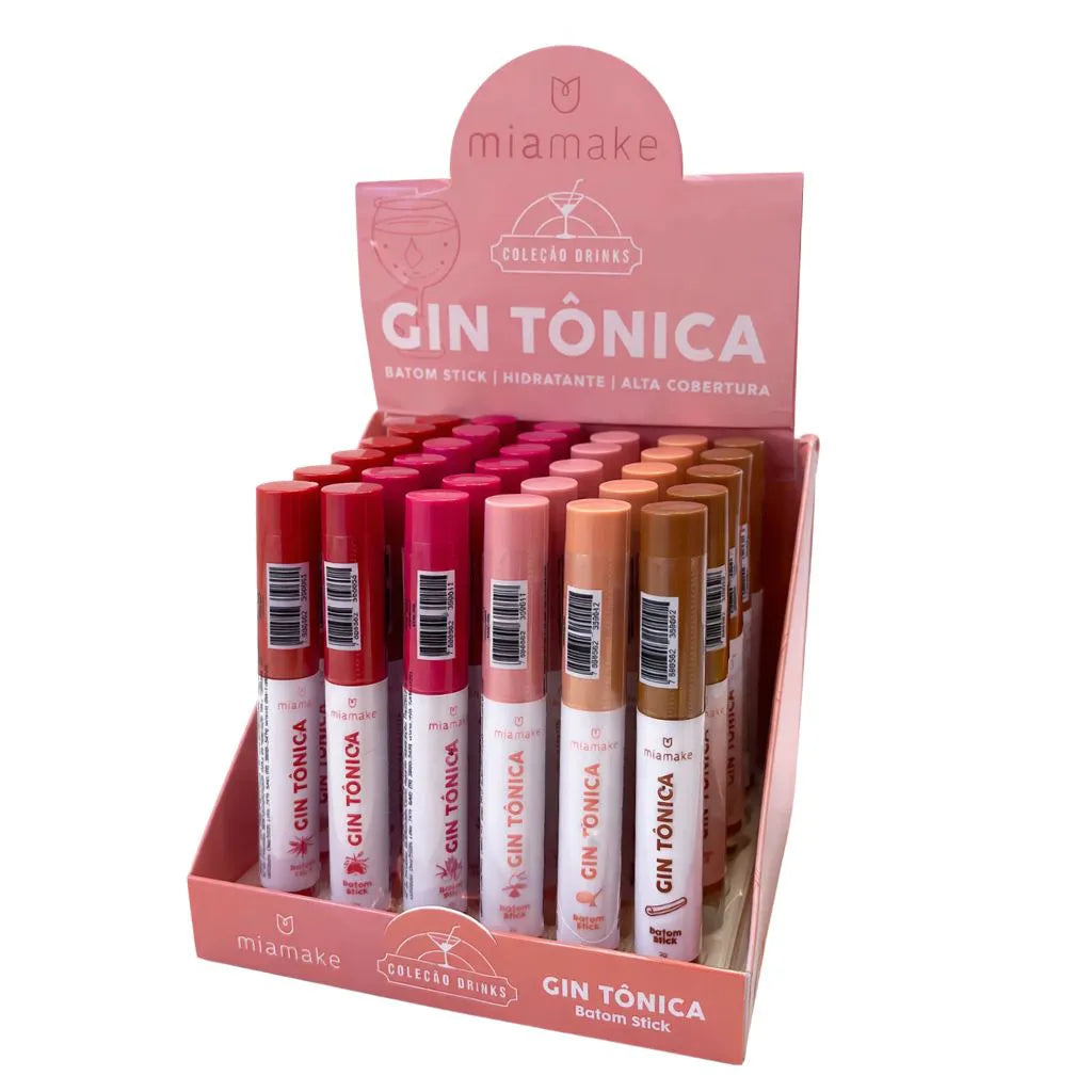 Batom Stick Gin Tônica Mia Make – Box com 36 Unidades