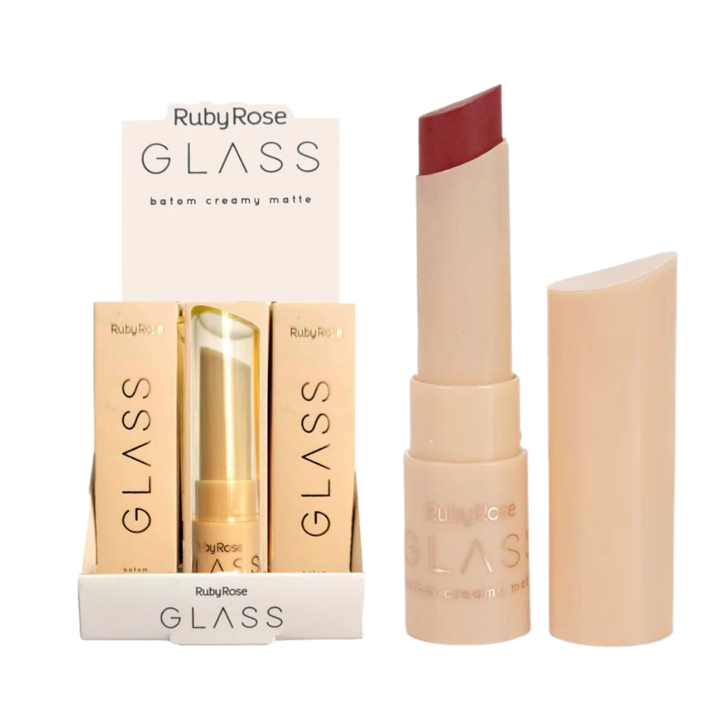 Batom Líquido Ruby Rose Glass Creamy Matte – Box com 12 Unidades (Cor 06)