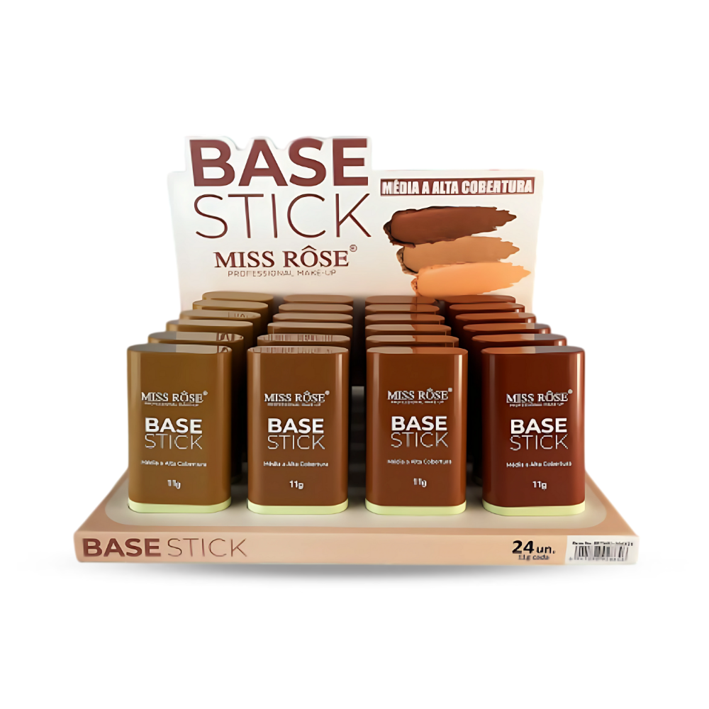 Base Stick Média a Alta Cobertura Miss Rôse – Box com 24 Unidades (G2)