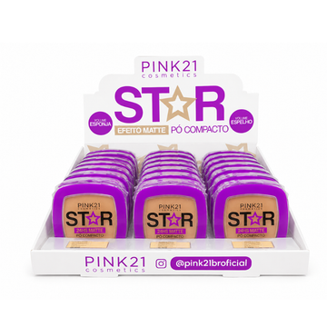 Pó Compacto Star 24 HRS Pink21 Cosméticos – Box com 24 Unidades