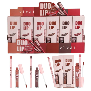 Box Duo Lip Lápis + Batom Vivai - 24 Unidades