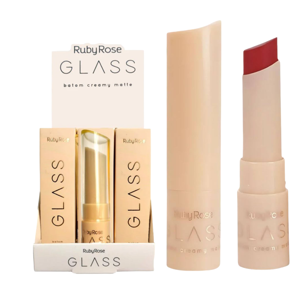 Batom Líquido Ruby Rose Glass Creamy Matte – Box com 12 Unidades (Cor 07)