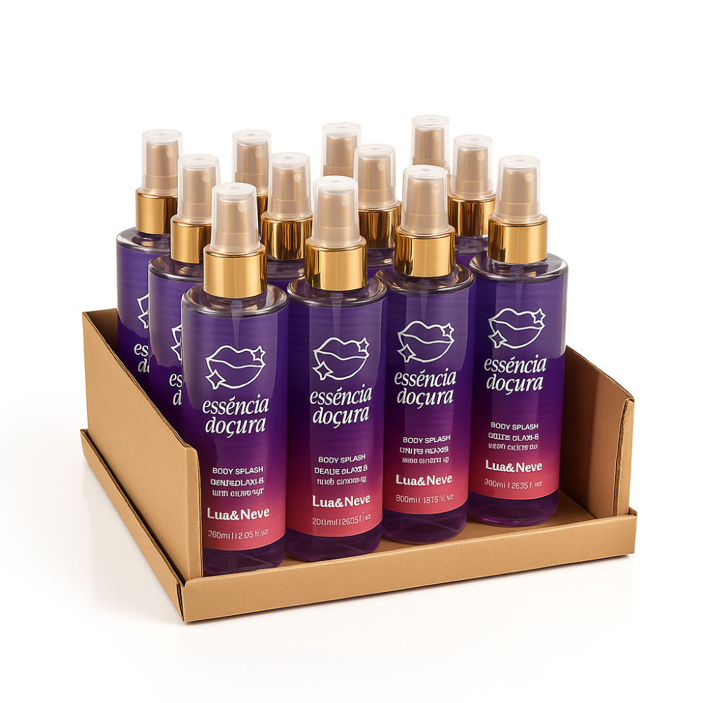 Body Splash Essência Doçura Lua & Neve – Box com 12 Unidades