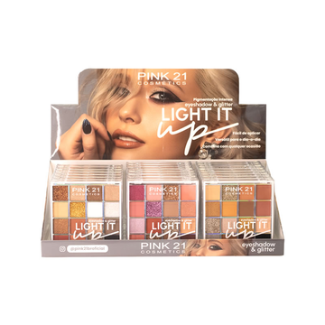 Box Paleta de Sombra Light It Up Pink21 Cosmeticos - 24 Unidades