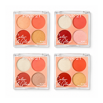 Kit Blush + Iluminador Color & Glow Pink21 Cosmeticos - 04 Unidades