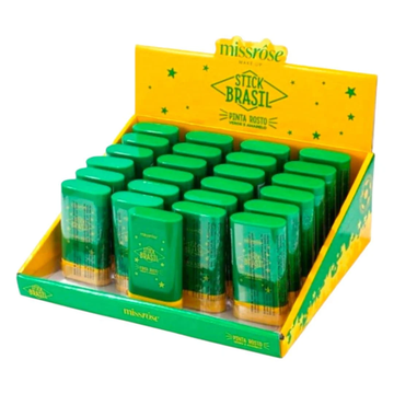 Stick Brasil Pinta Rosto Verde e Amarelo Miss Rôse – Box com 24 Unidades