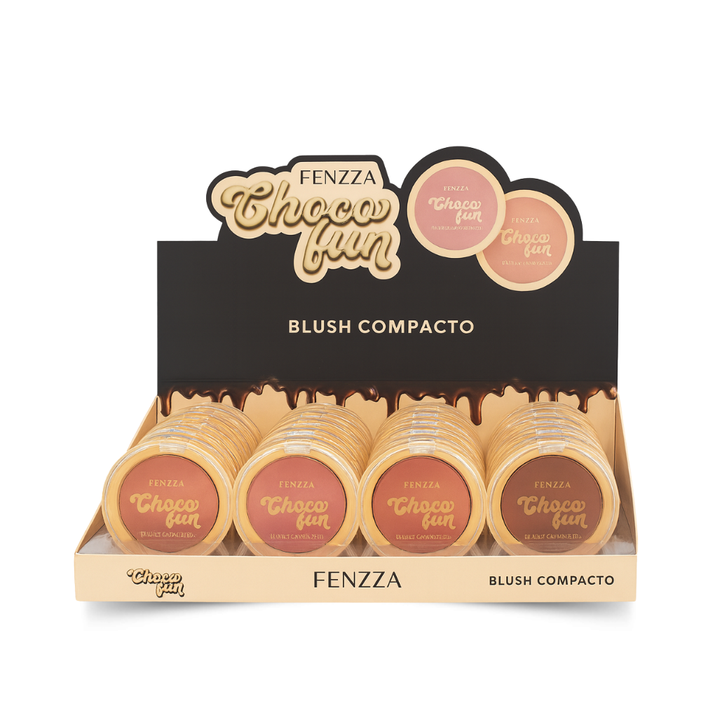Blush Compacto Choco Fun Fenzza – Box com 24 Unidades
