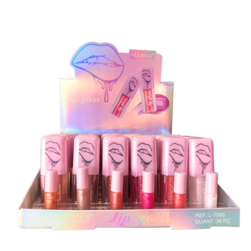 Box C/ 36 Unidades Lip Gloss Lábios Perfeitos Hudamoji R$: 7,50