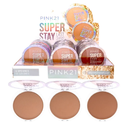 Blush Compacto Super Stay 24HRS Pink21 Cosméticos – Box com 24 Unidades