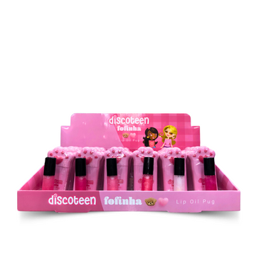 Lip Oil Pug Fofinha Discoteen – Box com 24 Unidades