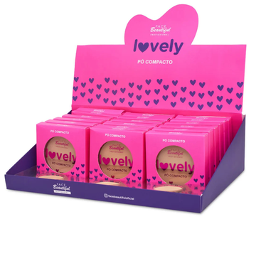 Pó Compacto Lovely Profissional Face Beautiful - Box com 18 Unidades