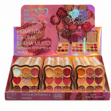Box Paleta de Sombras C/ 09 Cores #Super Poderes - 24 Unidades