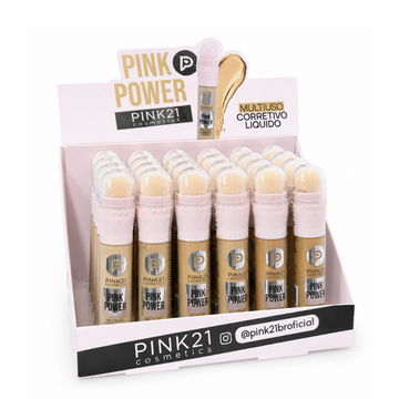 Box Corretivo Líquido Multiuso Pink Power Pink21 Cosmeticos - 24 Unidades