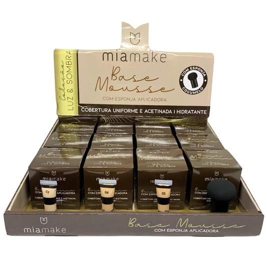 Box Base Mousse Com Esponja Aplicadora Mia Make - 12 Unidades