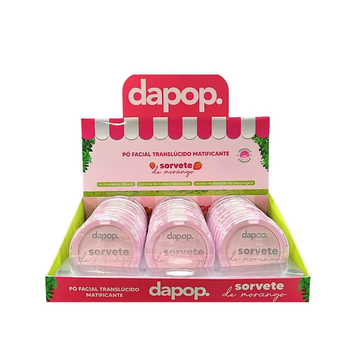 Box C/ 24 Unidades Pó Facial Translúcido Matificante Sorvete de Morango Dapop R$: 6,07