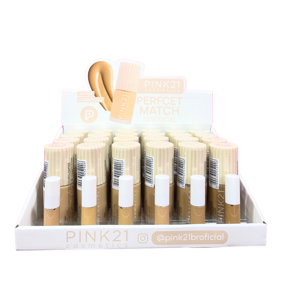 Box Base Facial Perfcet Match Pink21 Cosmeticos - 24 Unidades