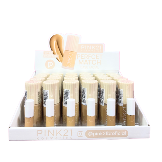 Box Base Facial Perfcet Match Pink21 Cosmeticos - 24 Unidades