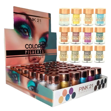 Box C/ 36 Unidades Pigments Eyeshadow Colors Pink21 Cosmeticos R$: 6,07