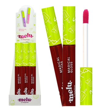 Magical Gloss Melu Bat Wing Ruby Rose – Box com 12 Unidades (Cor 01)