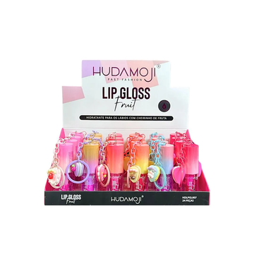 Lip Gloss Fruit Hidratante Labial Hudamoji – Box com 24 Unidades