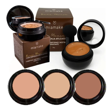 Kit com 03 Unidades Base Mousse Com Esponja Aplicadora Mia Make
