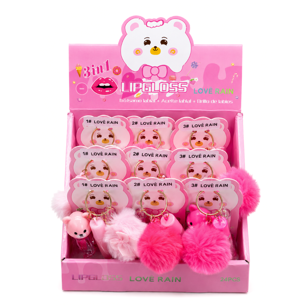 Box C/ 12 Unidades Lip Gloss 3 Em 1 Love Rain