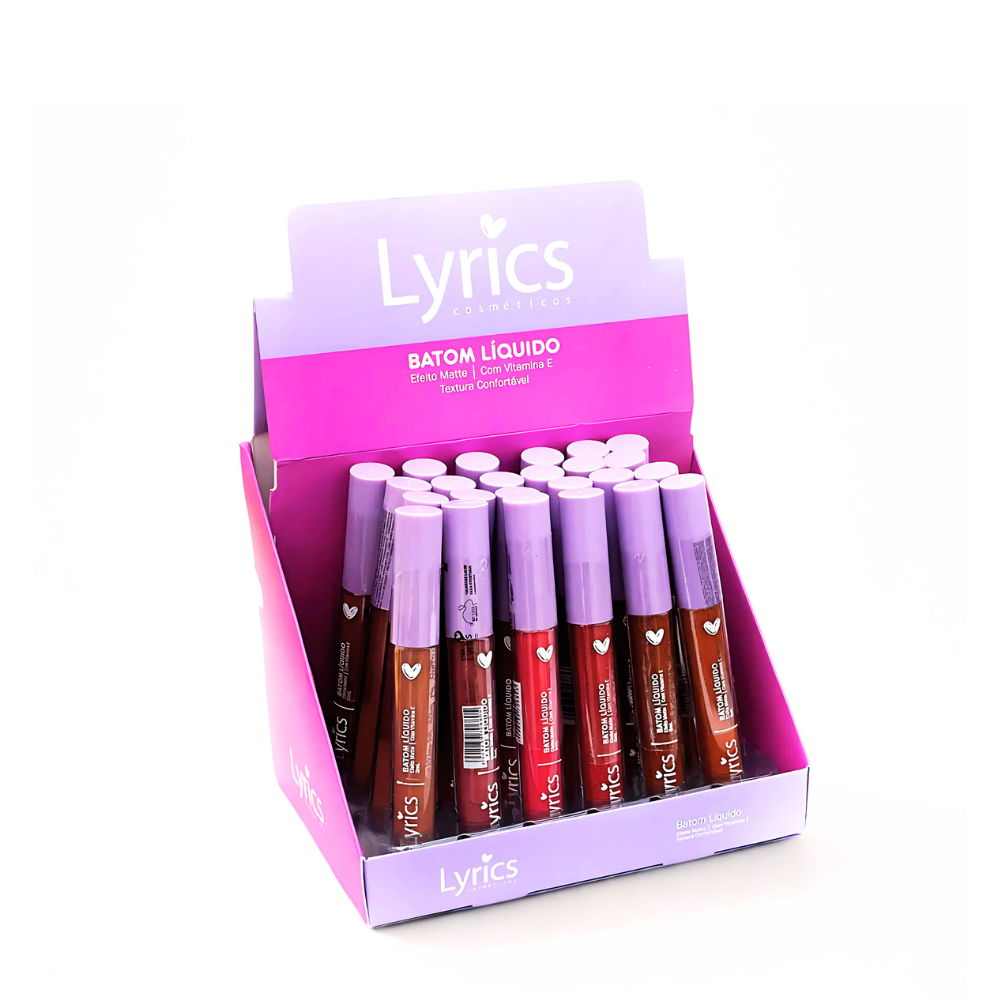 Batom Líquido Matte Textura Confortável Lyrics – Box com 24 Unidades