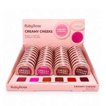 Box c/ 36 Unidades - Blush Cremoso Creamy Cheeks | Ruby Rose (R$7,49)