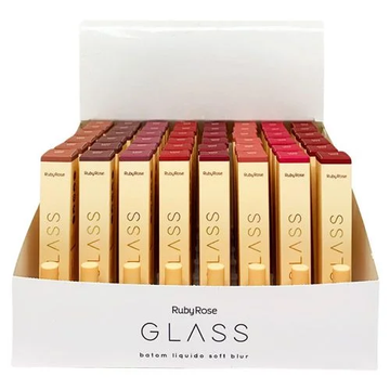 Box C/ 48 Unidades Batom Líquido Soft Blur Glass Ruby Rose R$: