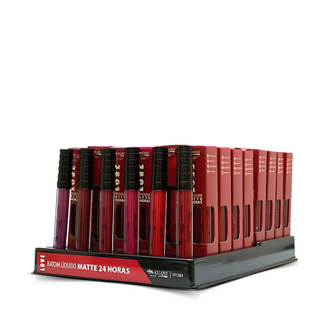 Box c/ 48 Unidades - Batom Líquido 24h Confort + Hidratação Efeito Matte | Max Love (Cores 758 a 763 - R$ 6,25)
