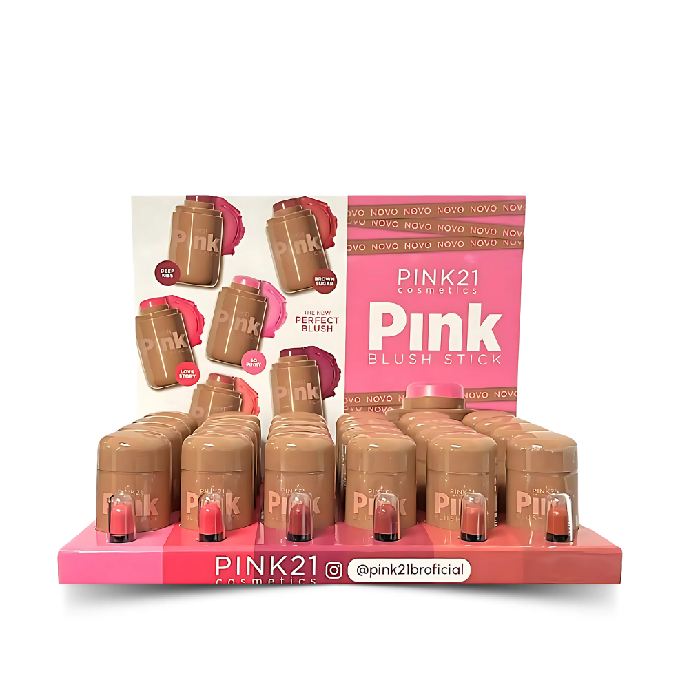 Blush em Bastão Stick Pink 21 – Box com 24 Unidades