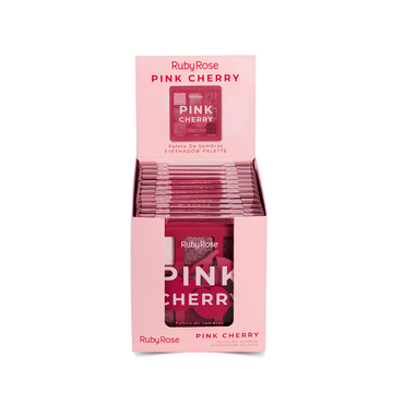 Paleta de Sombras Eyeshadow Palette Pink Cherry Ruby Rose – Box com 12 Unidades