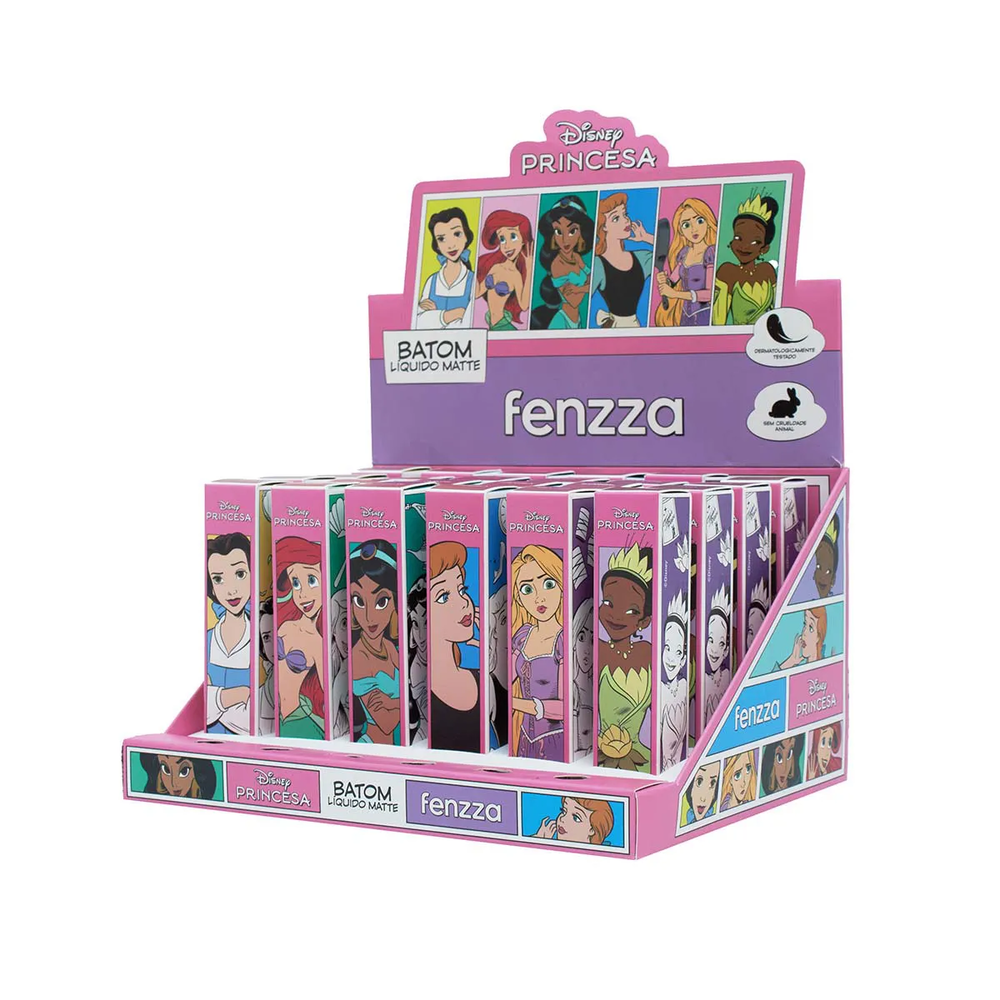 Batom Líquido Matte Princesa Fenzza – Box com 24 Unidades
