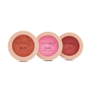 Kit C/ 03 Unidades Blush Compacto Efeito Natural Hudamoji R$: 9,90
