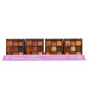 Paleta de Sombras 09 Cores Dia a Dia Mahav – Box com 24 Unidades