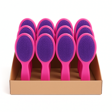 Escova Oval Raquete Cores Sortidas NZA Importados – Box com 12 Unidades