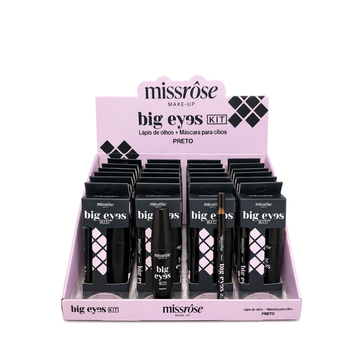 Kit Big Eyes Lápis de Olho + Máscara de Cílios Preto Miss Rôse – Box com 24 Unidades