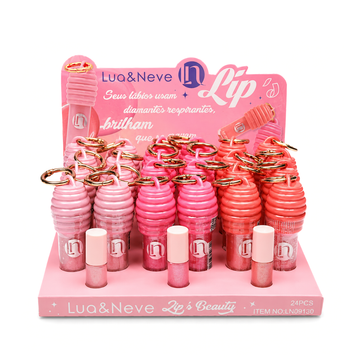 Box C/ 24 Unidades Lip Gloss Lip's Beauty Chaveiro Lua & Neve R$: 9,99