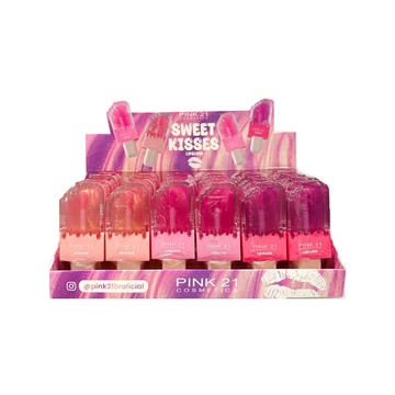 Box C/ 24 Unidades Lip Gloss Labial Sweet Kiss Pink21 Cosmeticos R$: 6,07