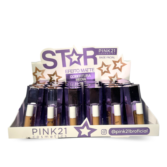 Box Base Facial Efeito Matte Star Média Cobertura Pink 21 – 24 Unidades