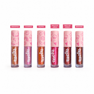 Kit C/06 Unidades Gloss Labial Melu Ruby Rose R$ 7,89