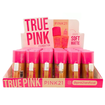 Box Base Facial True Pink Soft Matte Pink21 Cosmeticos - 24 Unidades