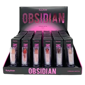 Box C/ 36 Unidades Batom Cream Satin Obsidian Ruby Rose R$: 7,99