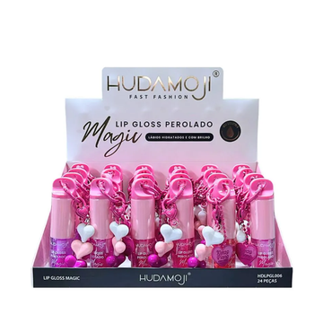 Box Lip Gloss Perolado Magic Hudamoji - 24 Unidades