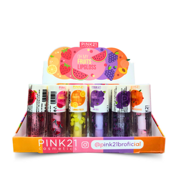 Lip Gloss Oh My Fruits Pink 21 – Box com 24 Unidades
