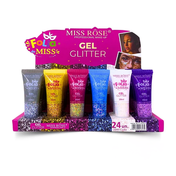 Gel Glitter Folia Miss Miss Rôse – Box com 24 Unidades