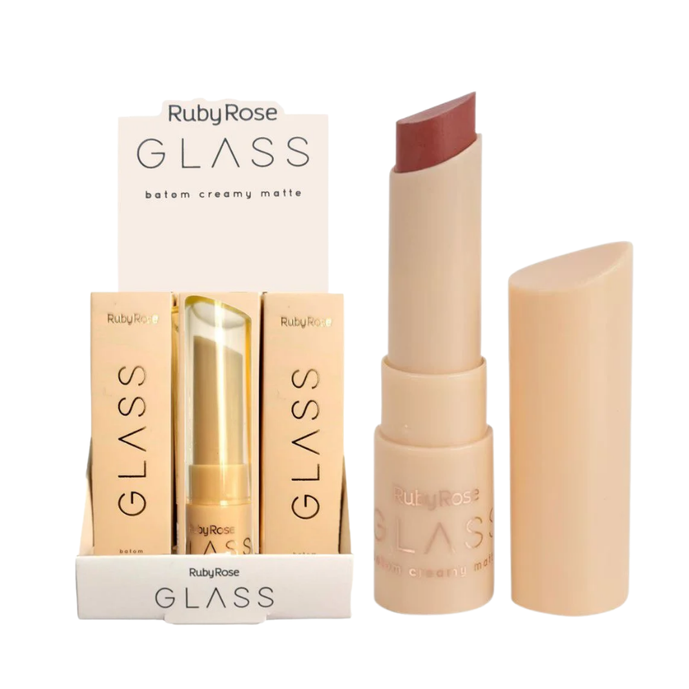 Batom Líquido Ruby Rose Glass Creamy Matte – Box com 12 Unidades (Cor 08)